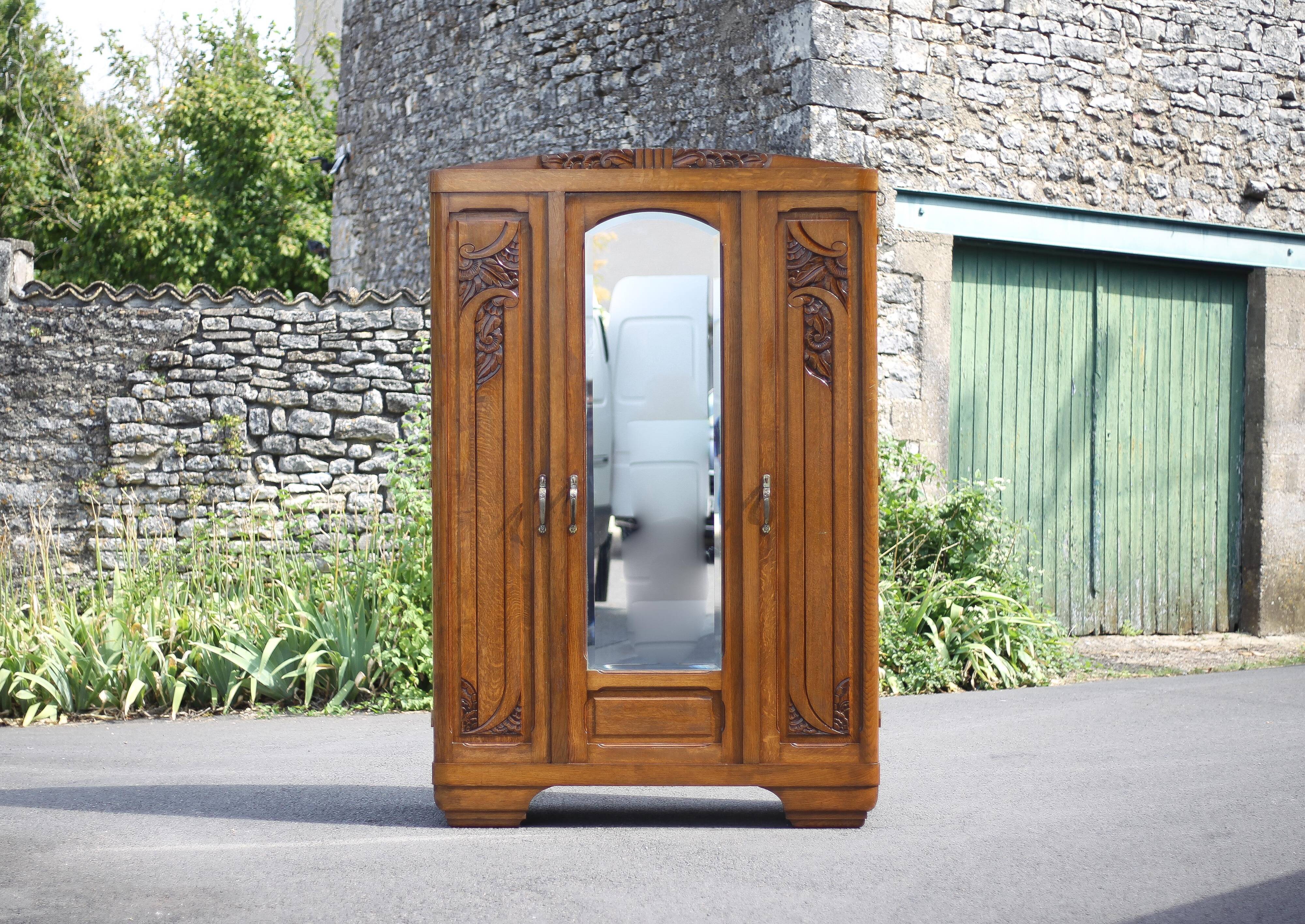 Art deco cabinet, wooden cabinet, vintage storage unit