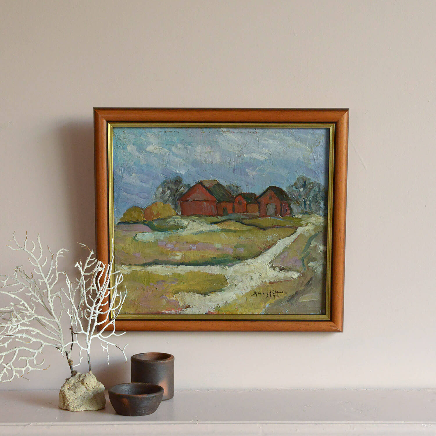 20th Century Oil Painting of a Swedish Farm by Mauritz Gellner Vintage Art