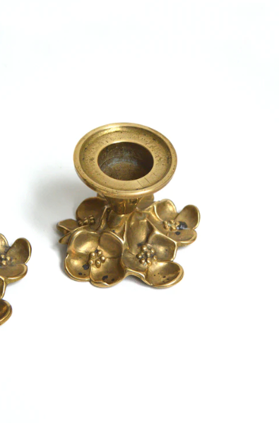 Duo of brass candle holders