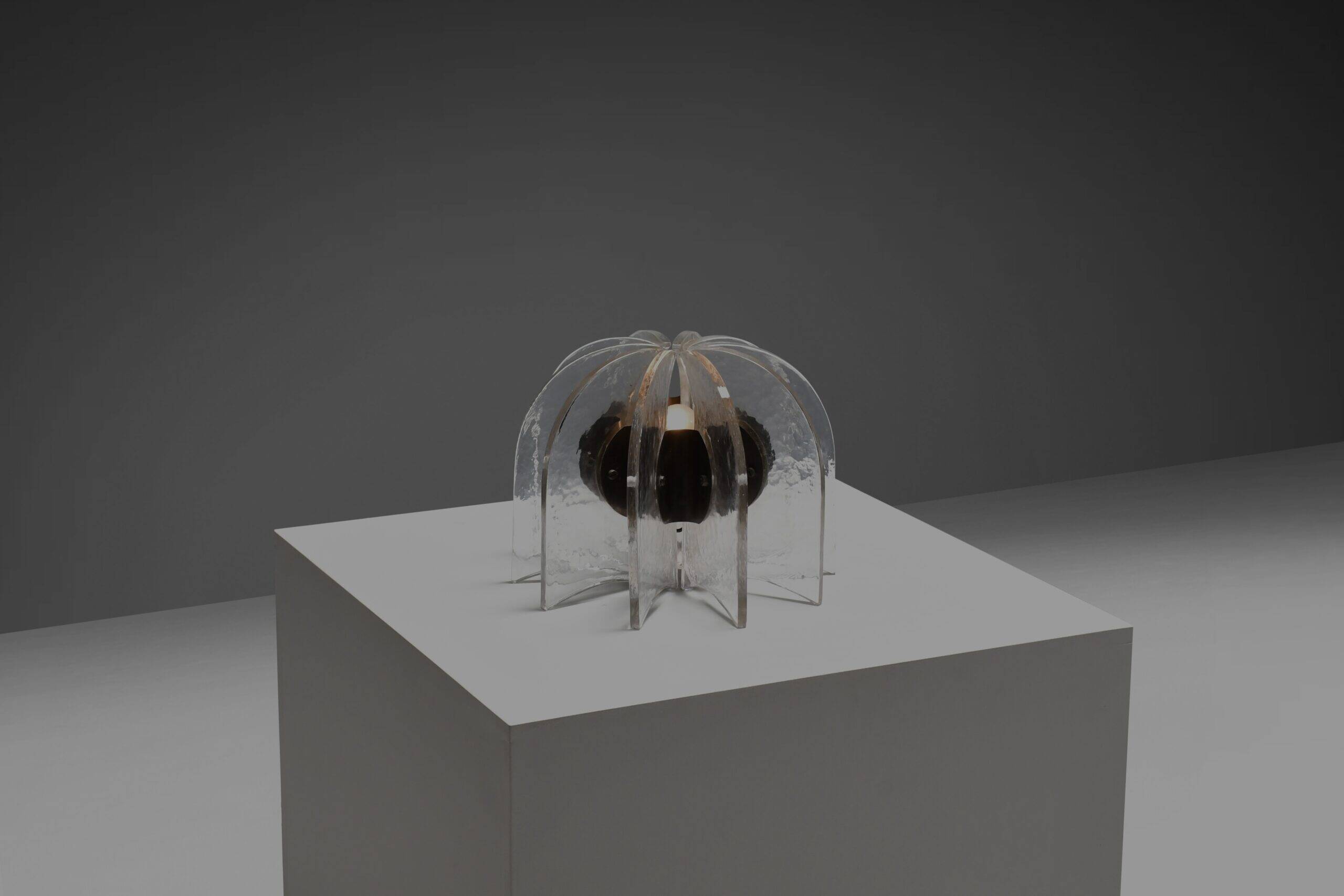 Beautiful Murano glass and brass table lamp, Italy 1950s