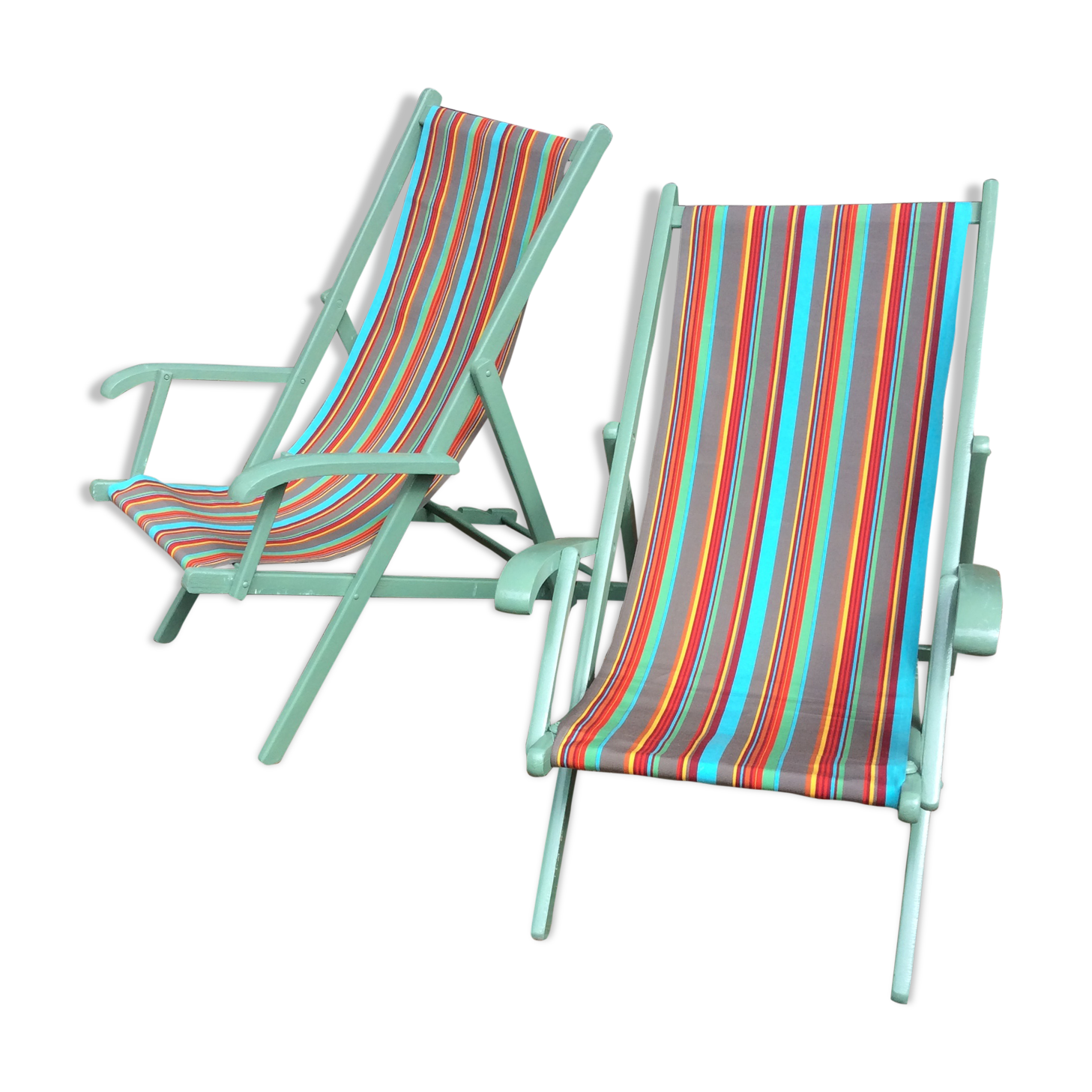 Long chairs of the 60 years green (pair)