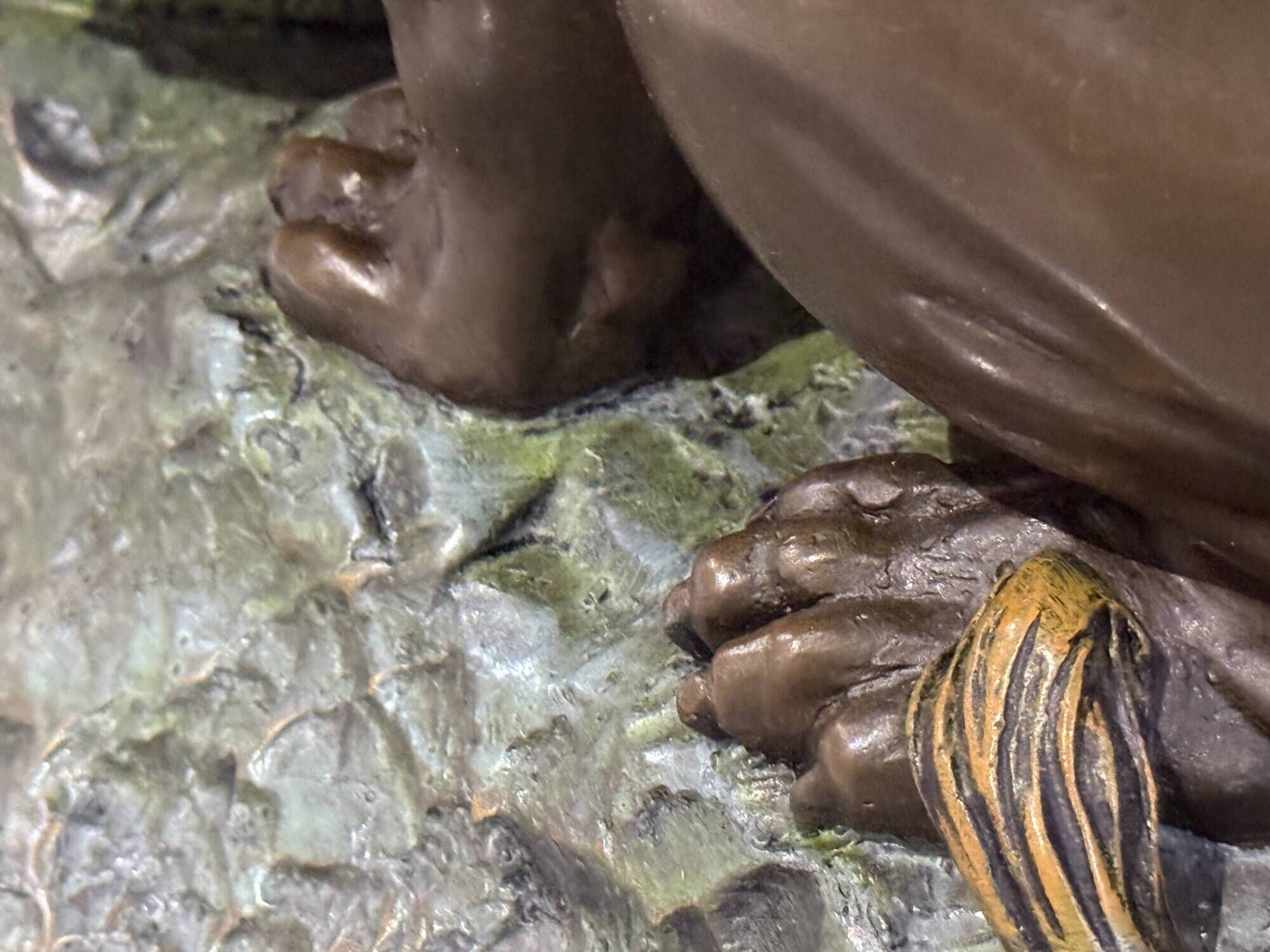 Antique Cold-Painted Bronze Lion Fighting a Snake, After Antoine-Louis Barye