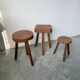 3 free-form oak tripod stools