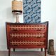 Teak and rattan chest of drawers feet compass