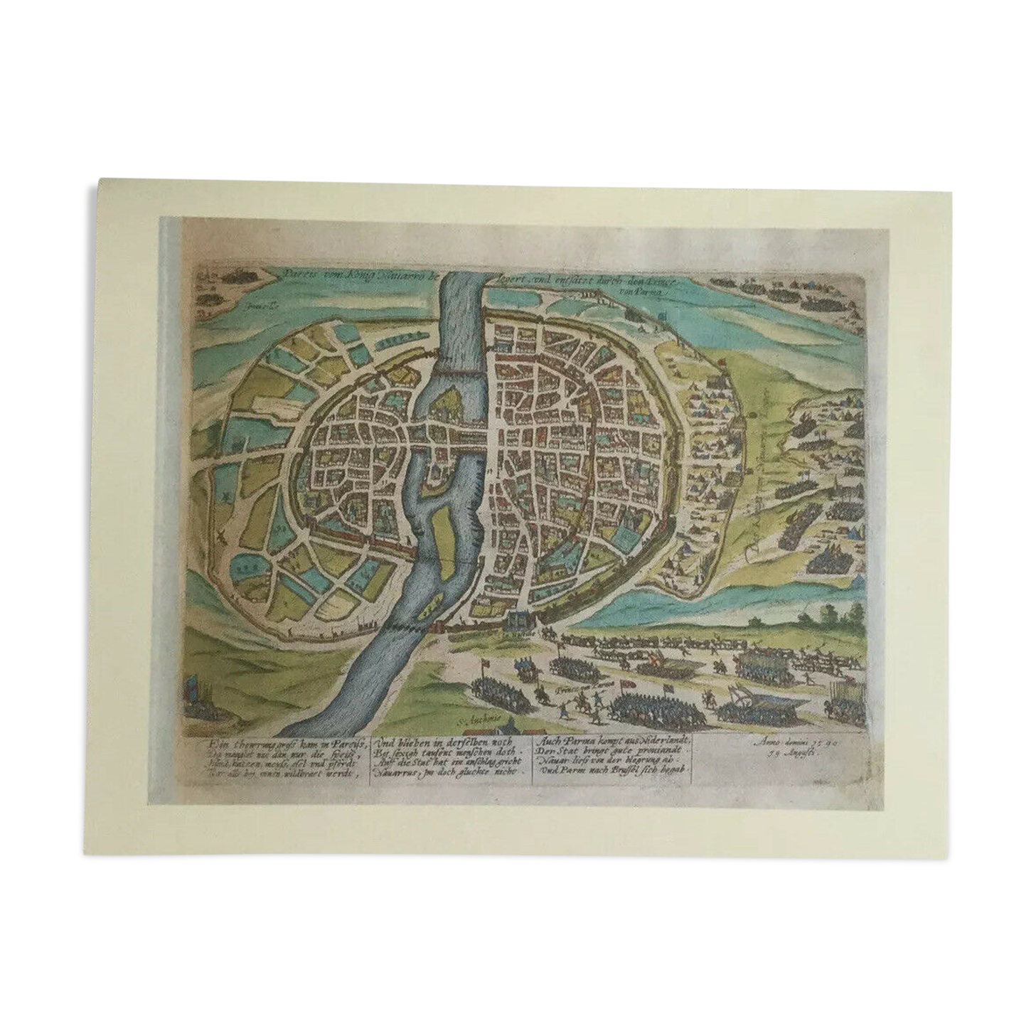 Historic map of Paris in 1590