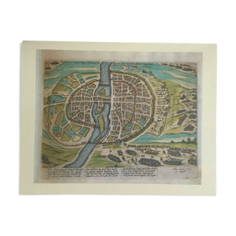 Historic map of Paris in 1590