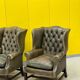 Vintage leather chesterfield wingback armchair-(price is for one Chair)