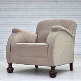 1950s, Danish artdeco armchair, furniture wool, oak wood legs.