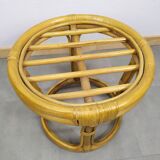 Vintage old rattan pouf
