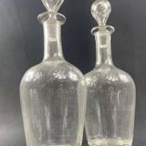 Paire de carafes en cristal XIXe pour cave à liqueur