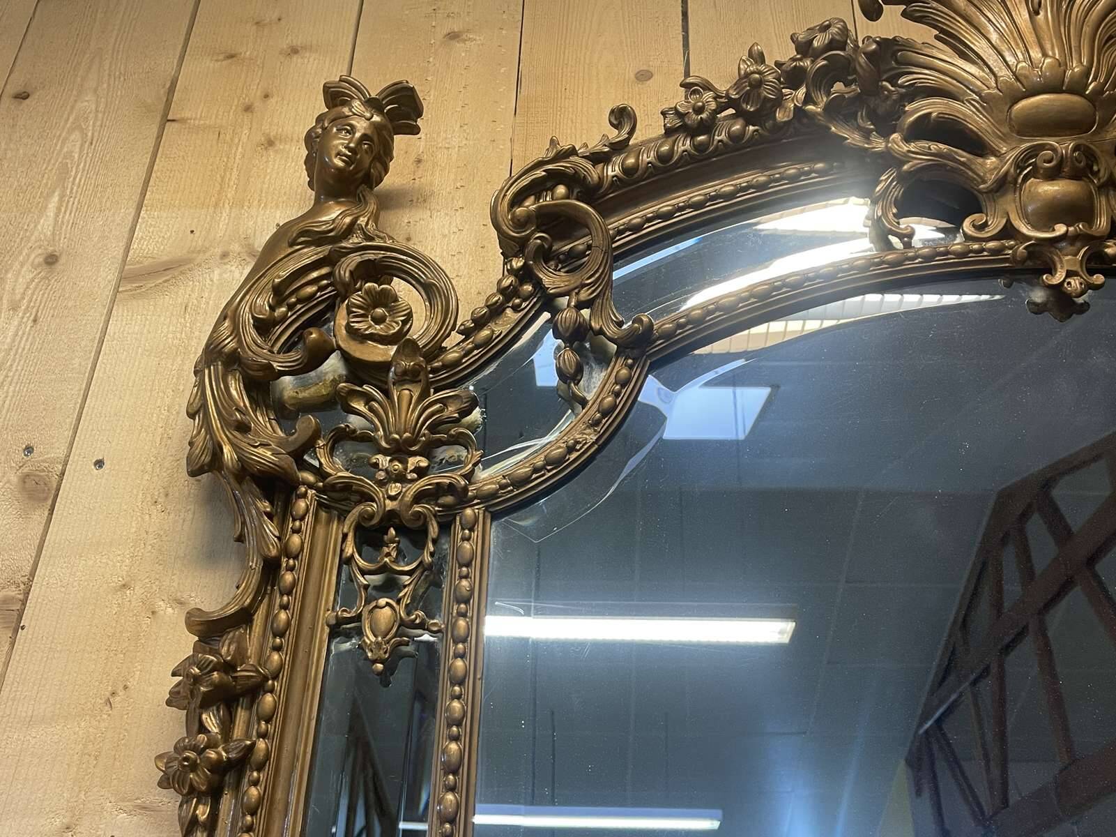 Large Louis XV style mirror with side panels, late 19th century