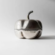 Vintage 1970s silver-plated pumpkin box with lid.