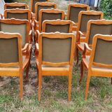 13 Louis XV style armchairs in olive green velvet