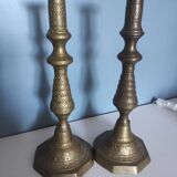 Pairs of Brass Candlesticks, made and cut by hand