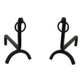 Pair of modernist wrought iron fire dogs