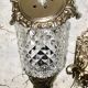 Set of lantern chandelier and double wall light — baroque style, silver metal