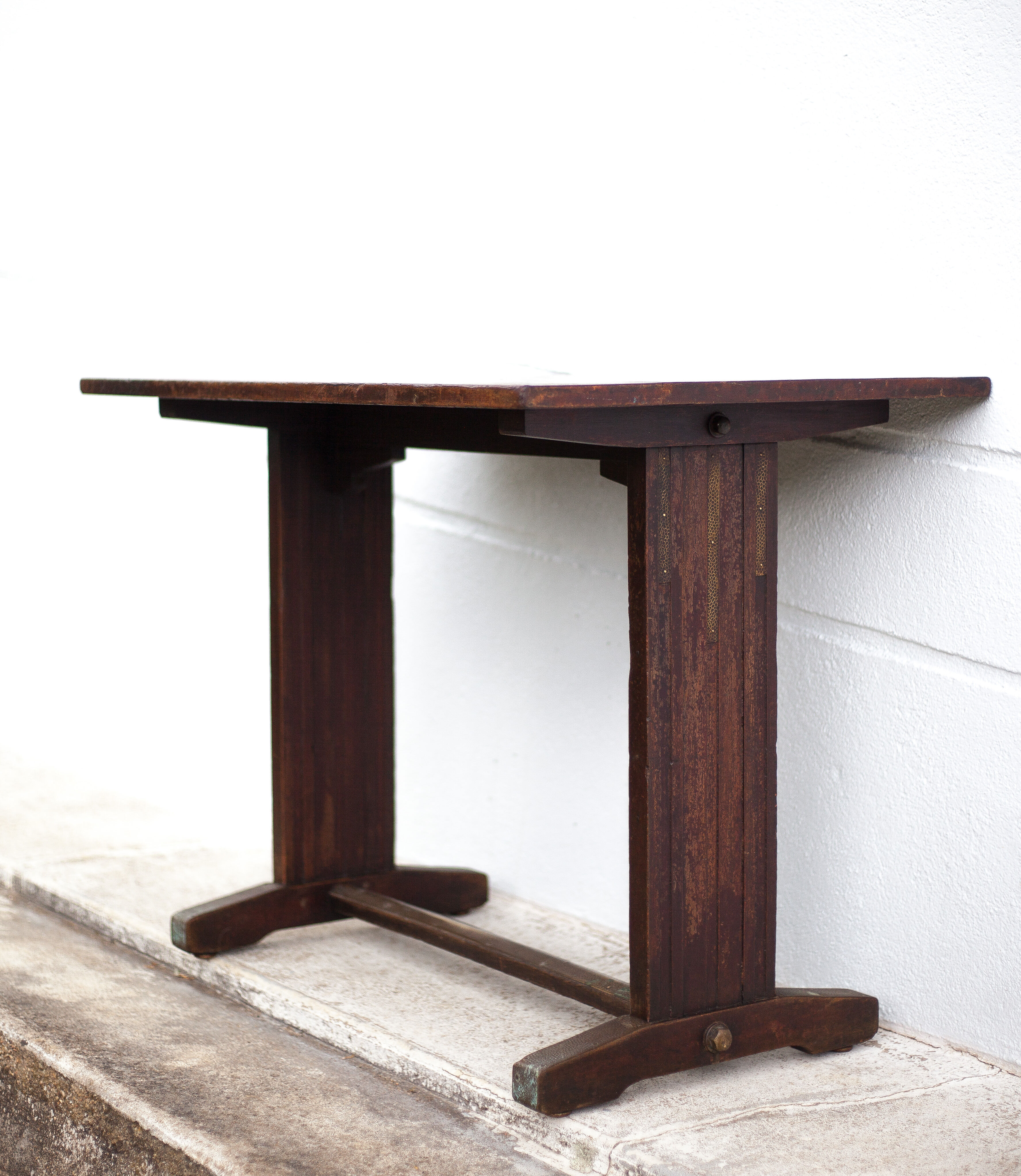 Art deco bistro table, wood and brass bistro table, wood table, art deco, kitchen, 30's