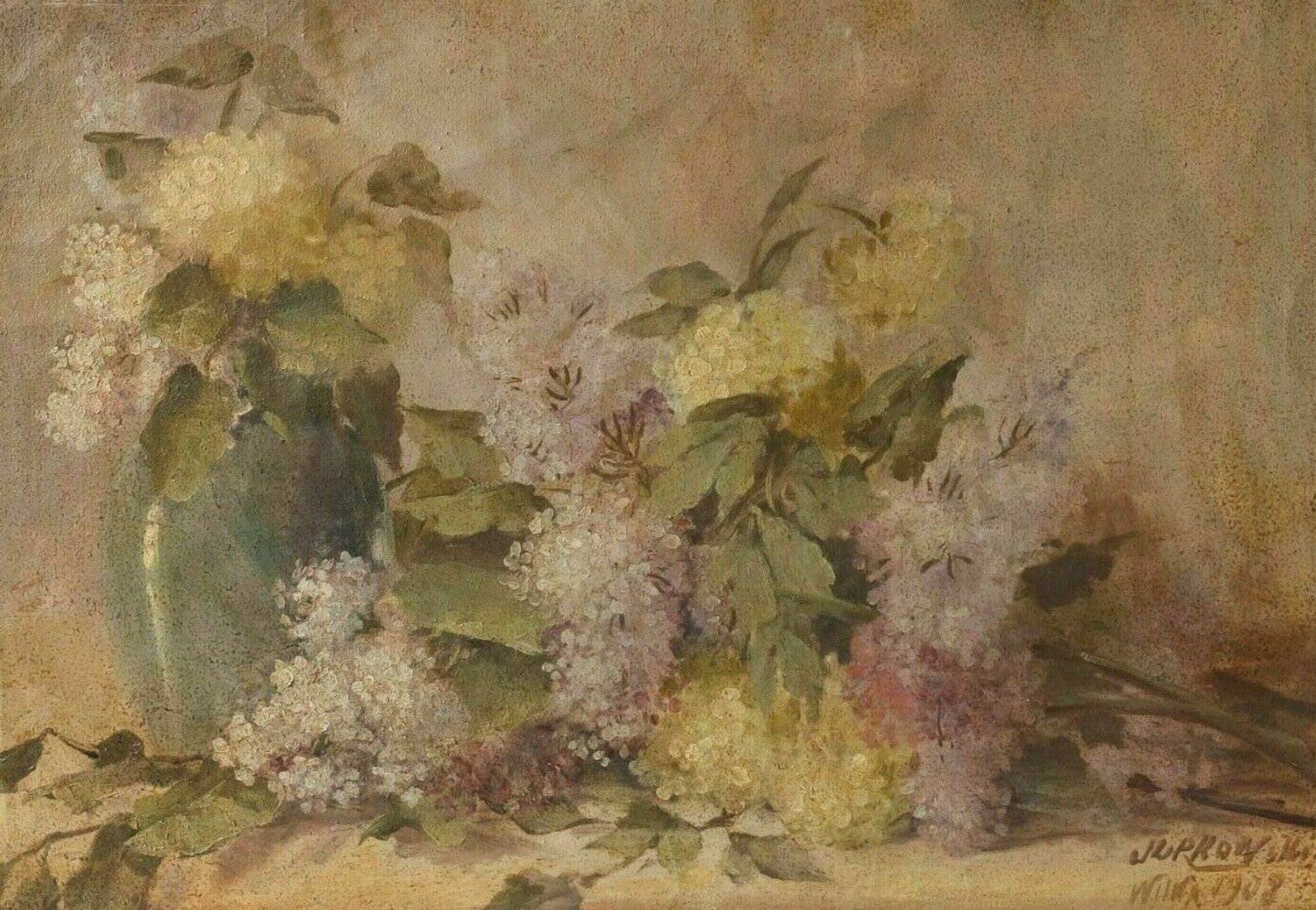 Painting by Jakub Obrovsky still life bouquet of flowers