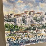 Watercolor of the village of Ménerbes in the Luberon