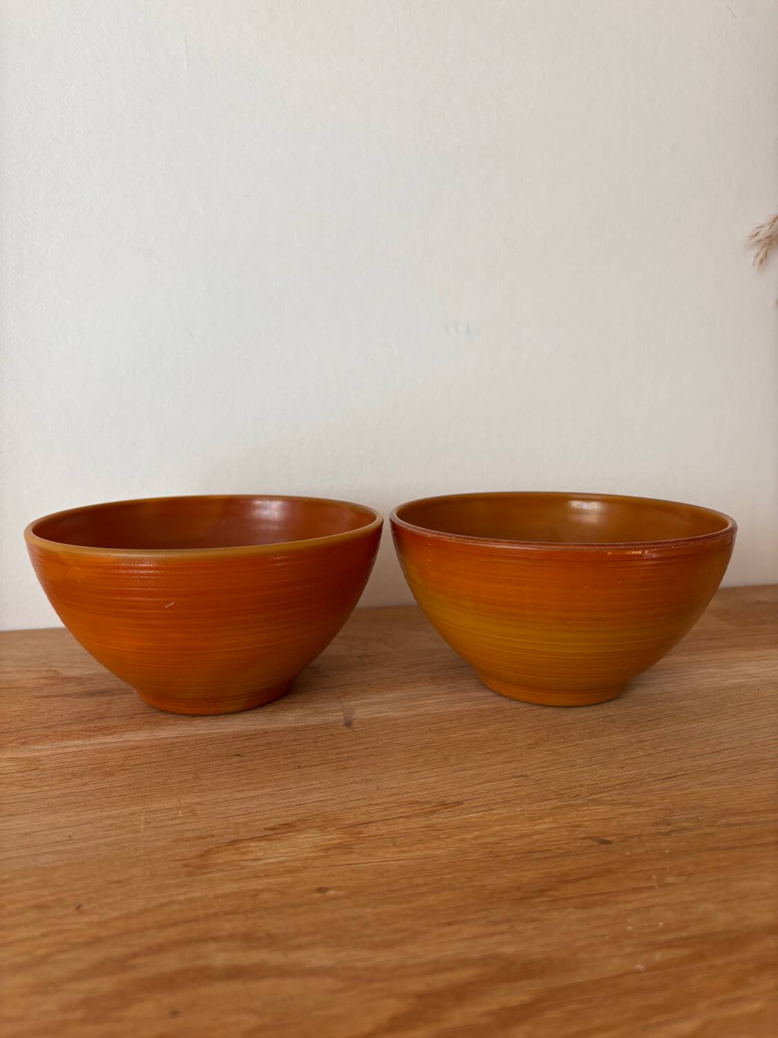 Vintage set of 2 Arcopal volcano mugs and bowls