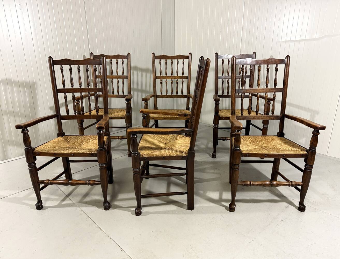 Lancashire spindleback dining arm chairs 1900's