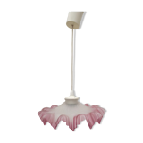 Old suspension lamp with parma pink frosted glass lampshade