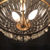 Lustre corbeille cristal et laiton