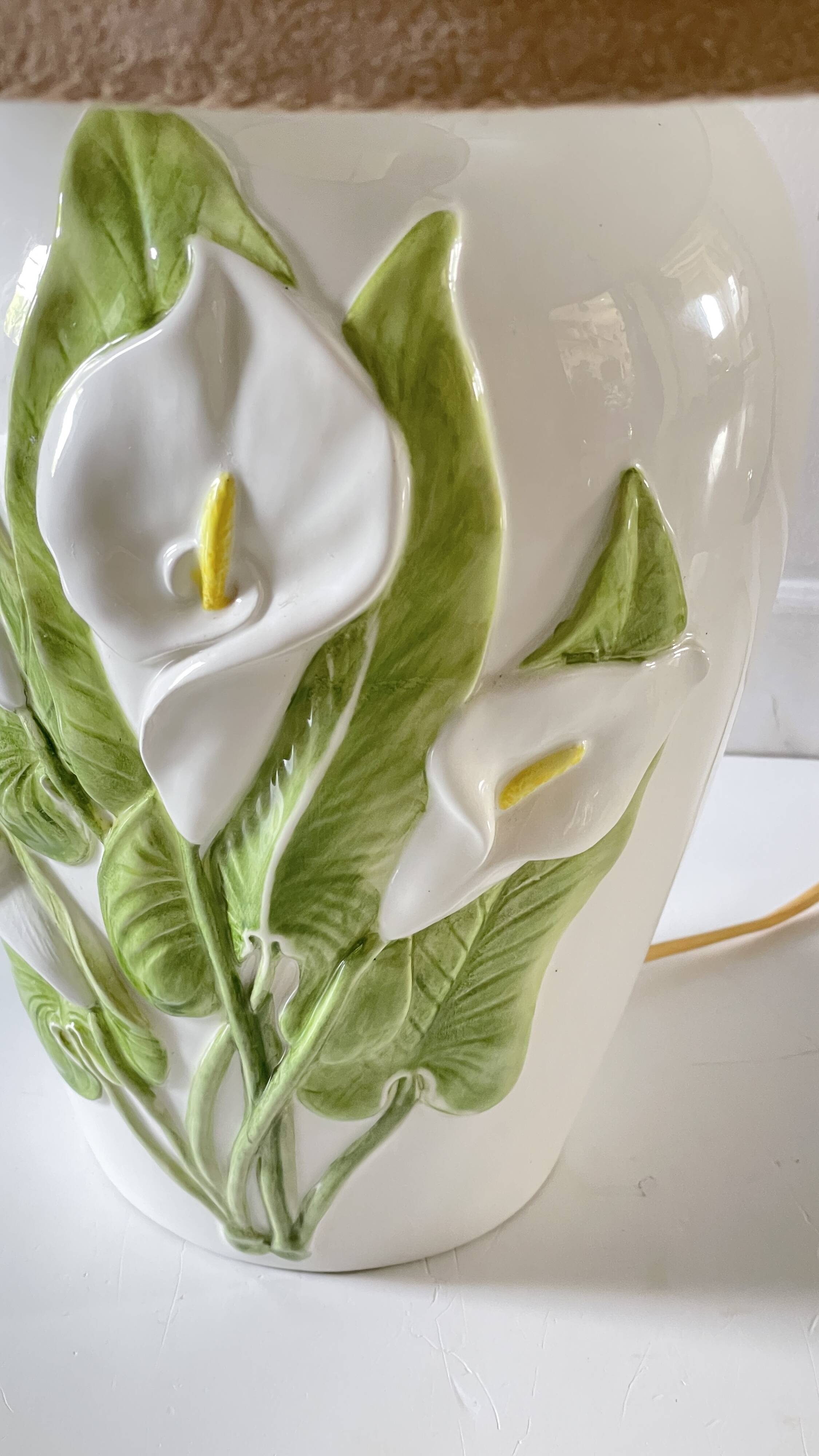 Lampe italienne fleurs d'arum vintage