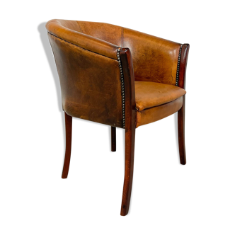 Vintage sheep leather club chair high tub Enschede