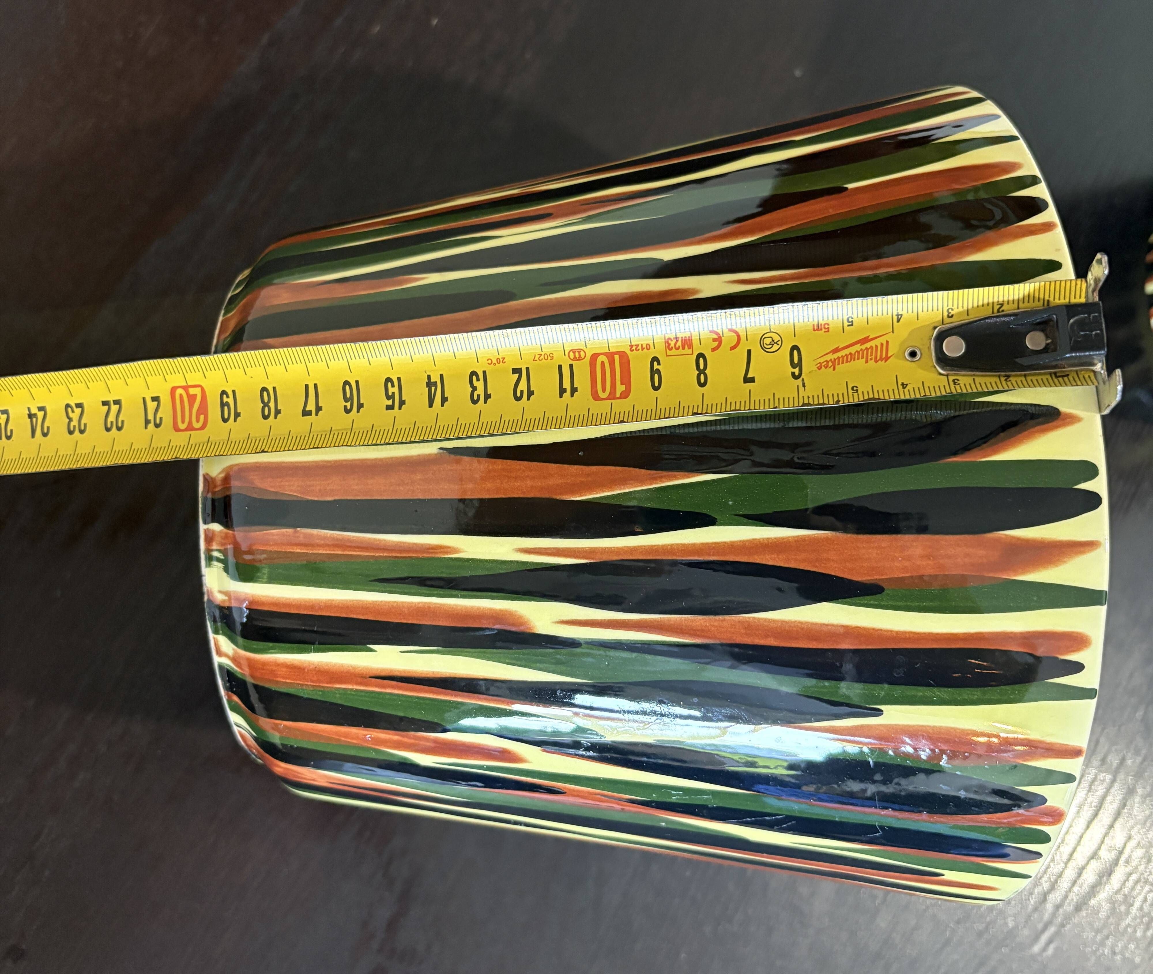 Large vintage Saint-Clément cache-pot – Hand-painted earthenware from the 1950s