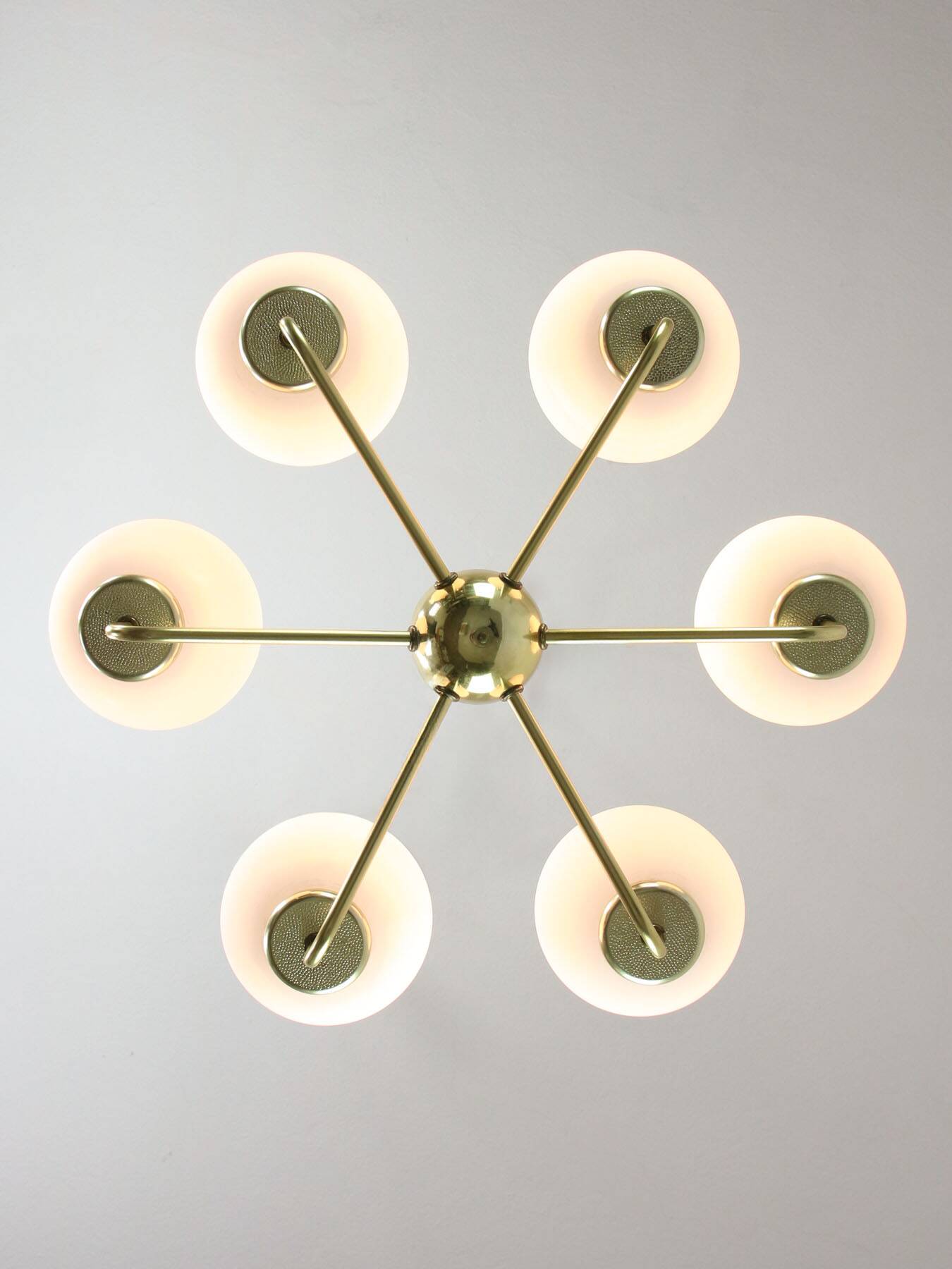 Mid-century Upward Sputnik Golden Chandelier, 60s