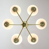 Mid-century Upward Sputnik Golden Chandelier, 60s