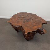 Brutalist coffee table in elm burl