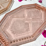 Small art deco pink glass serving trays