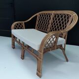 Wicker bench and rattan