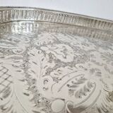 Oval silver-plated metal serving dish