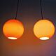 Vintage orange opaline glass pendant light (4 available), 1970s