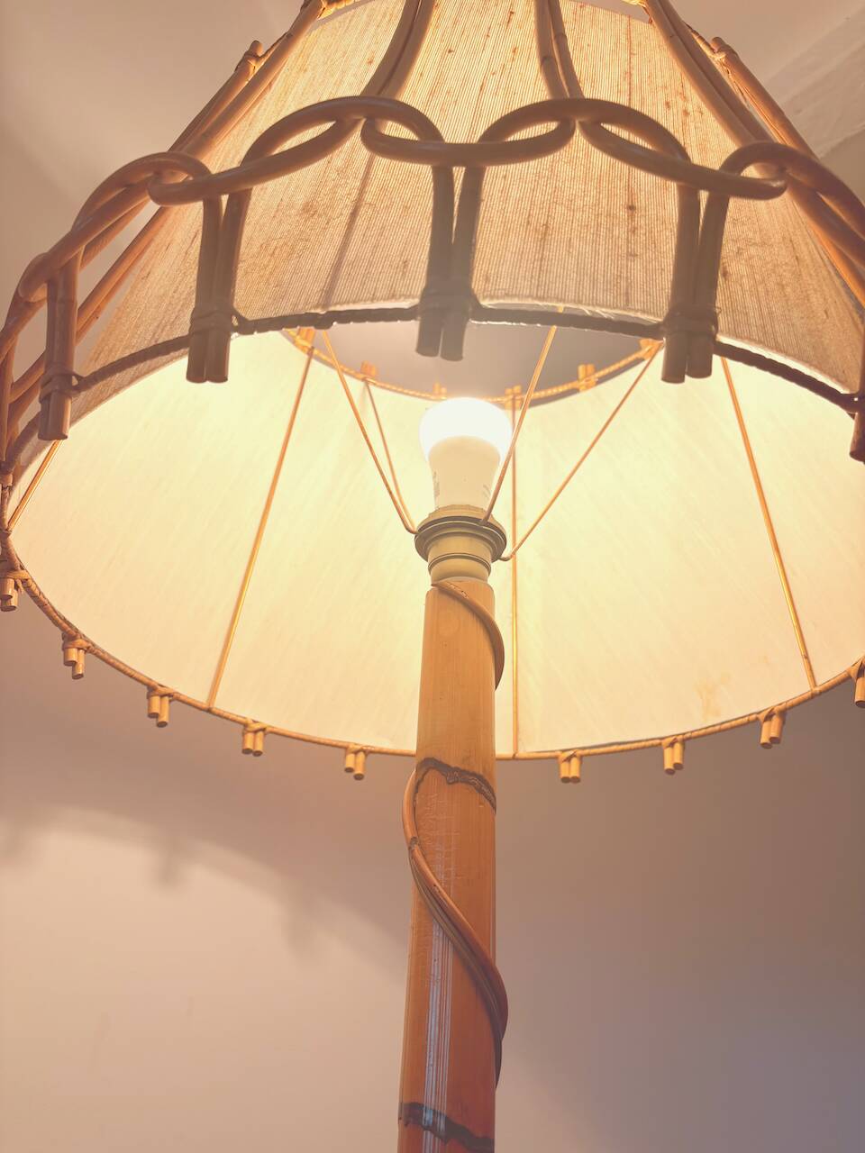 Vintage rattan floor lamp