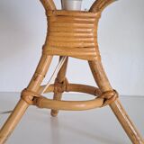 Pair of cane and bamboo lamps