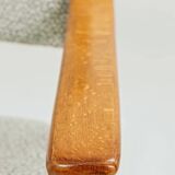 Fauteuil scandinave vintage en tissu tissé turquoise et blanc