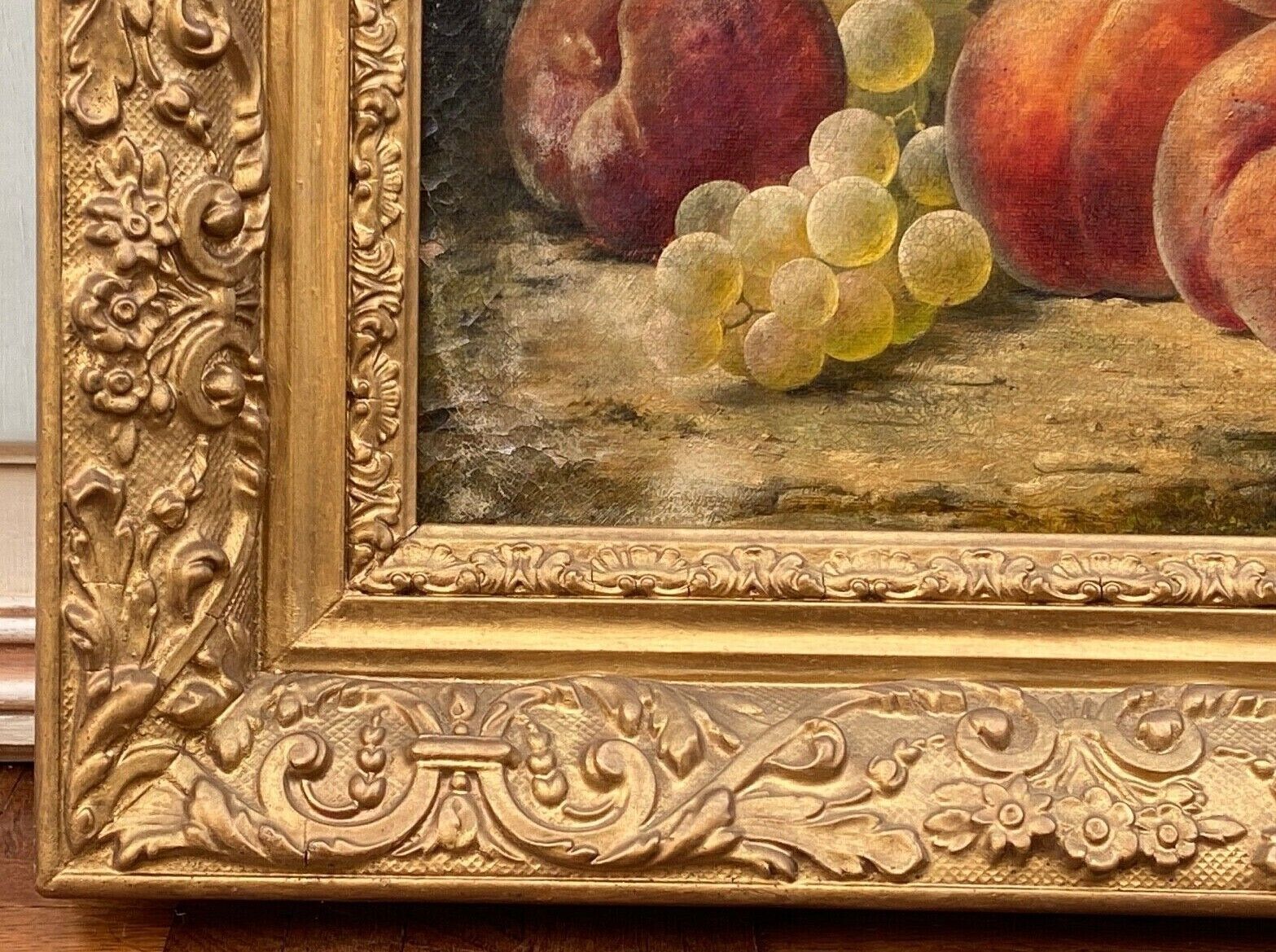Still life by joseph eugene gilbault 85 peaches and bunches of grapes