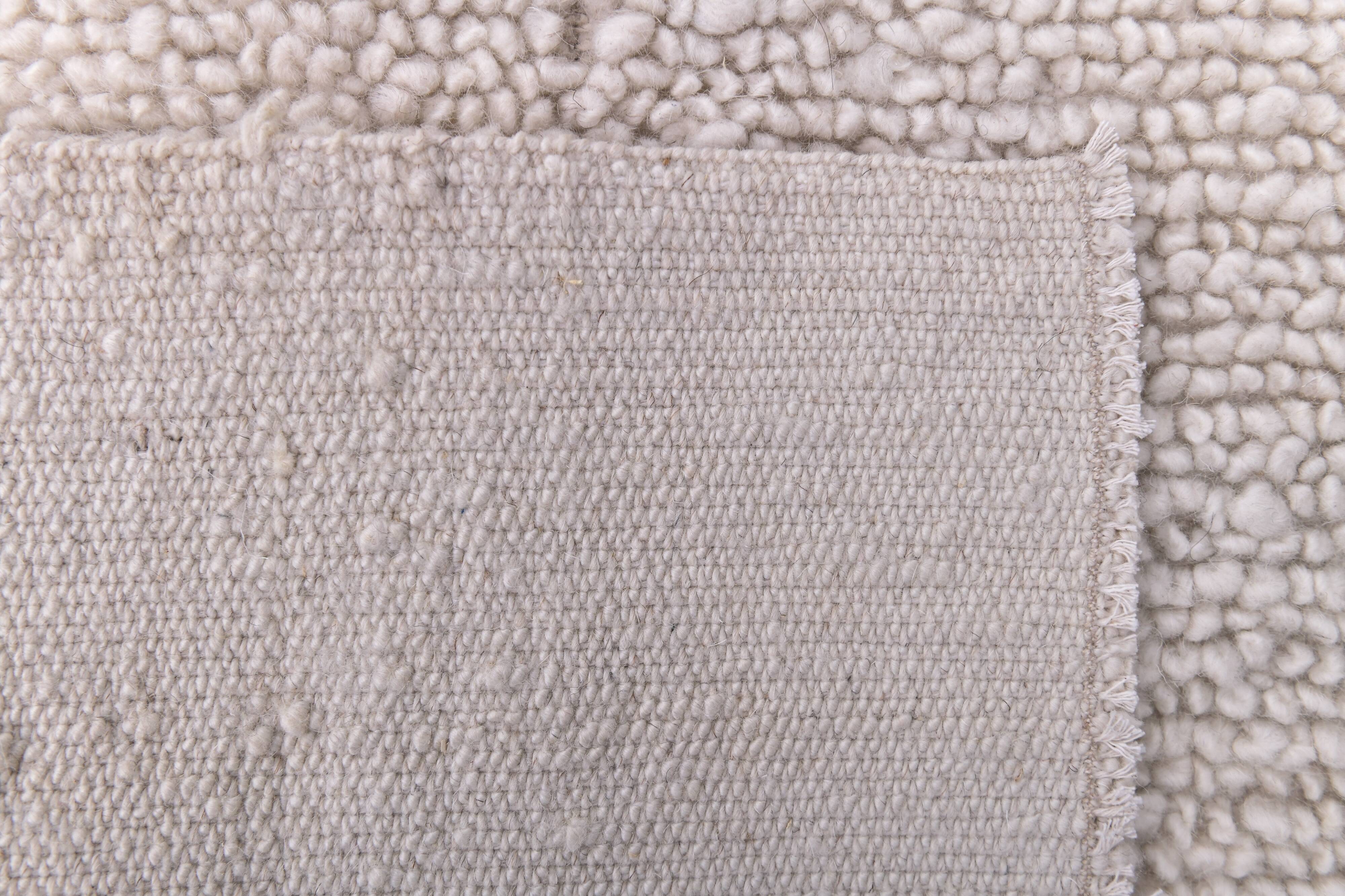 2x10 %100 Wool White Moroccan Runner Rug, 68x303Cm