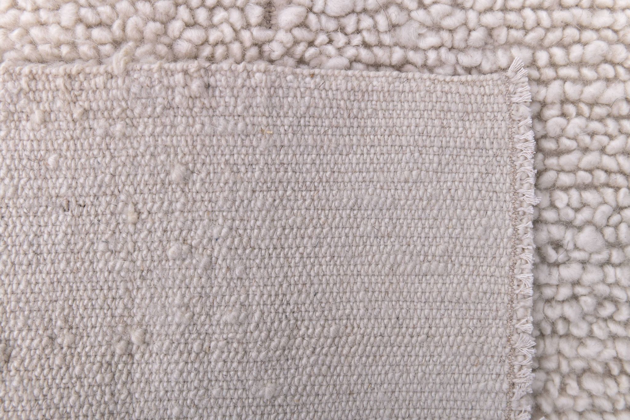 2x10 %100 Wool White Moroccan Runner Rug, 68x303Cm