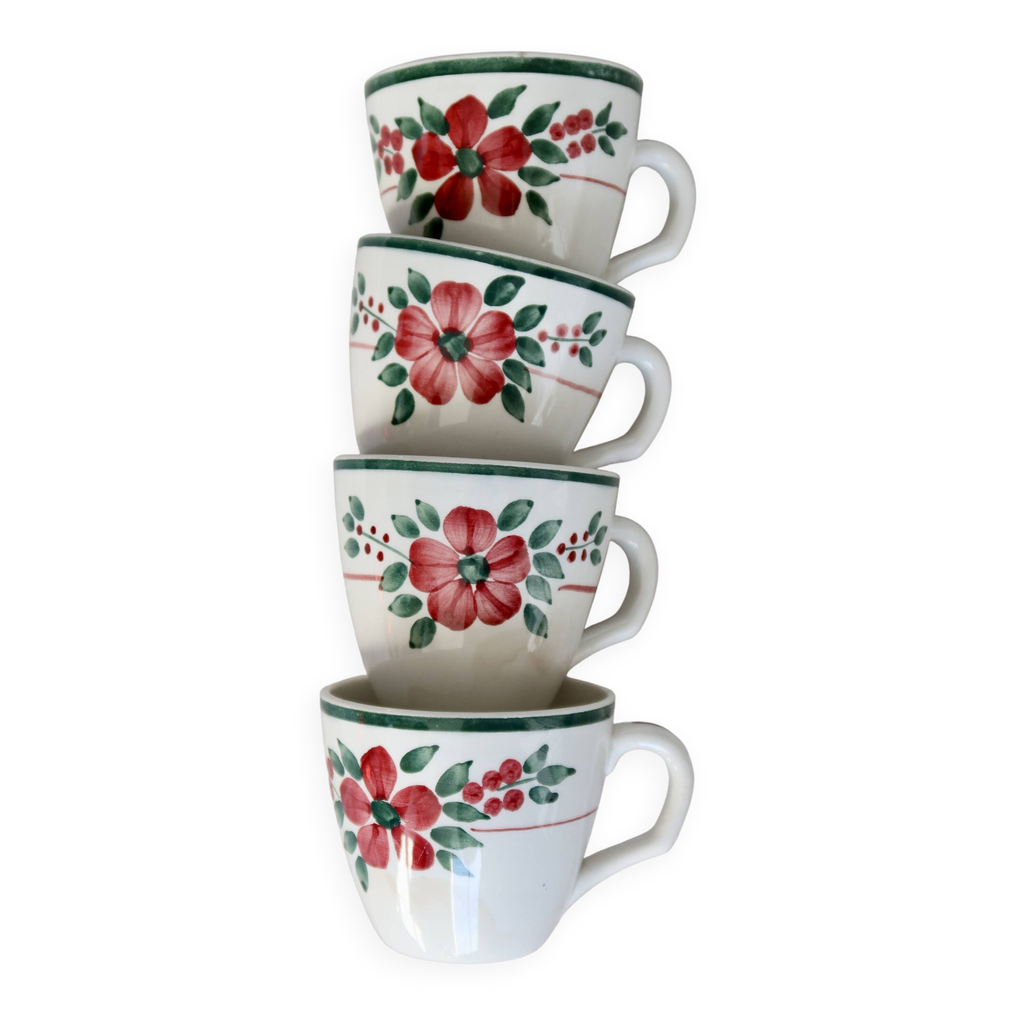 4 antique earthenware coffee cups – Creil & Montereau HBCM “Simone”