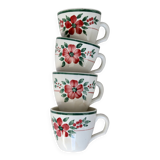 4 antique earthenware coffee cups – Creil & Montereau HBCM “Simone”