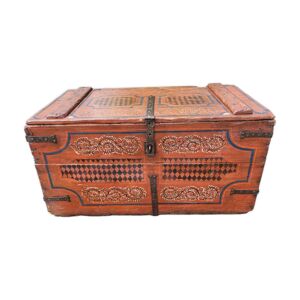 Coffre de mariage ancien - peint