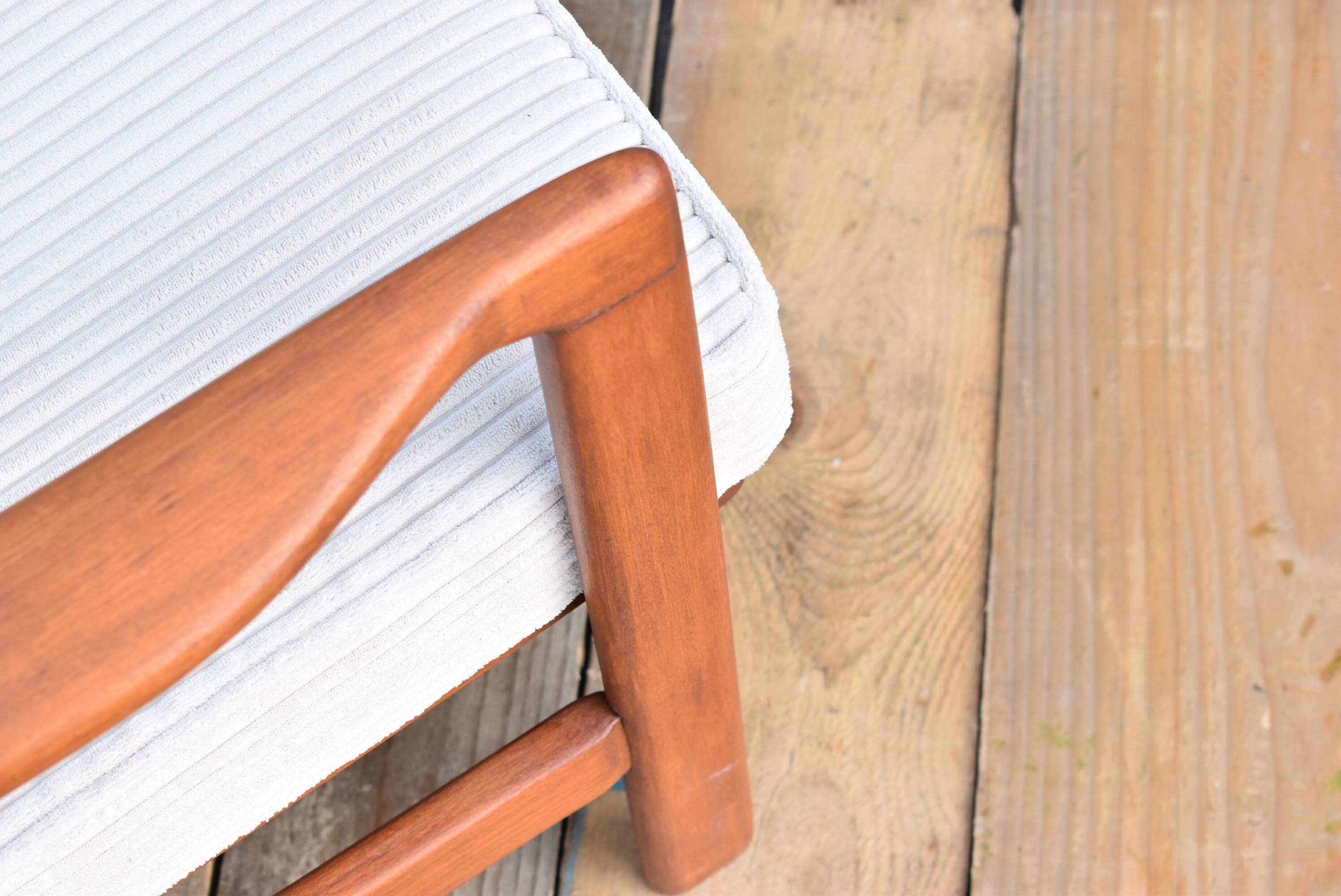 Original Scandinavian armchair, upholstered, beige corduroy, 1960s