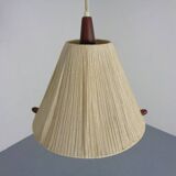 Teak and sisal ceiling lamp from Temde, 1960s