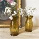 Paire de vases à jacinthe en verre ambré bullé