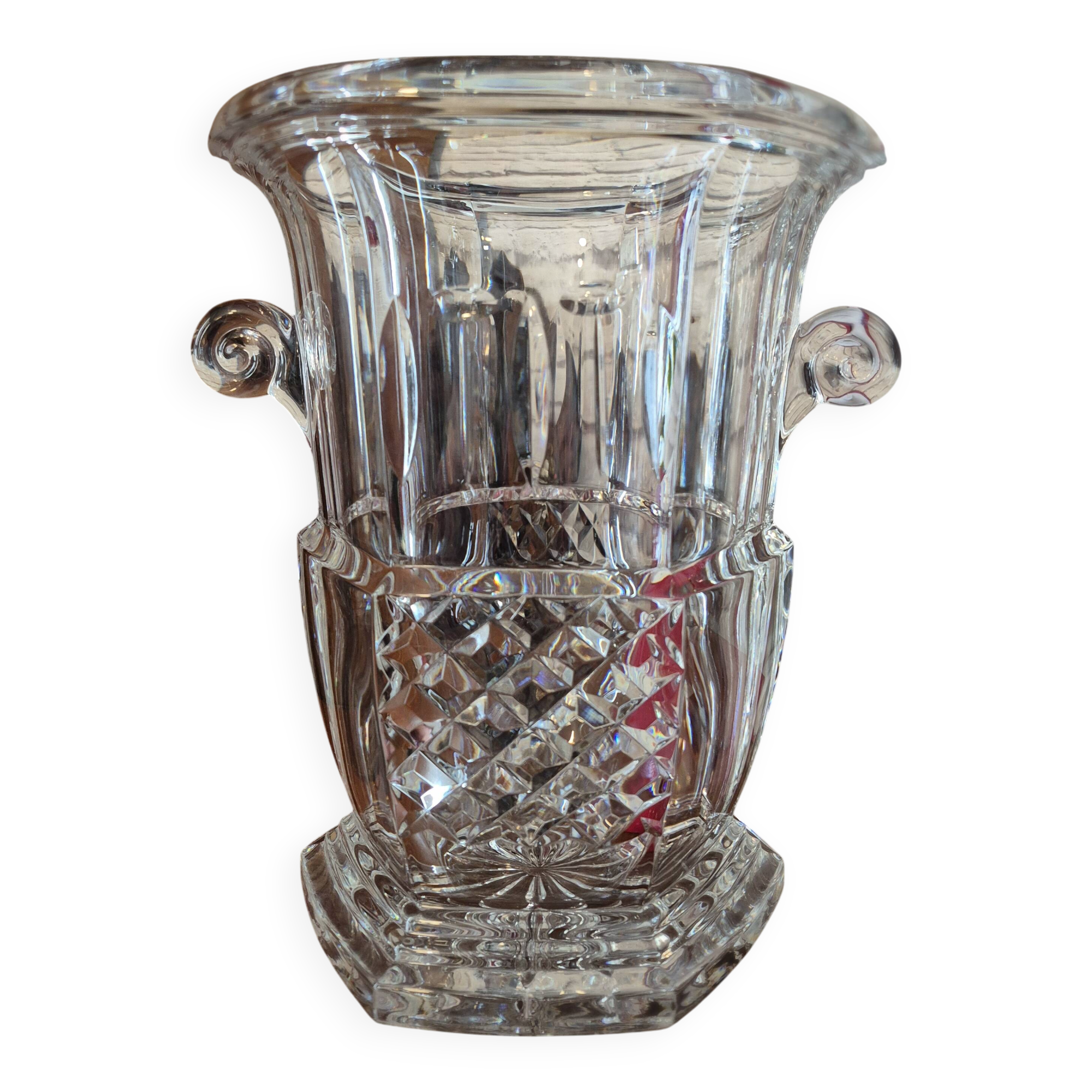 Large vintage Lorraine crystal champagne bucket